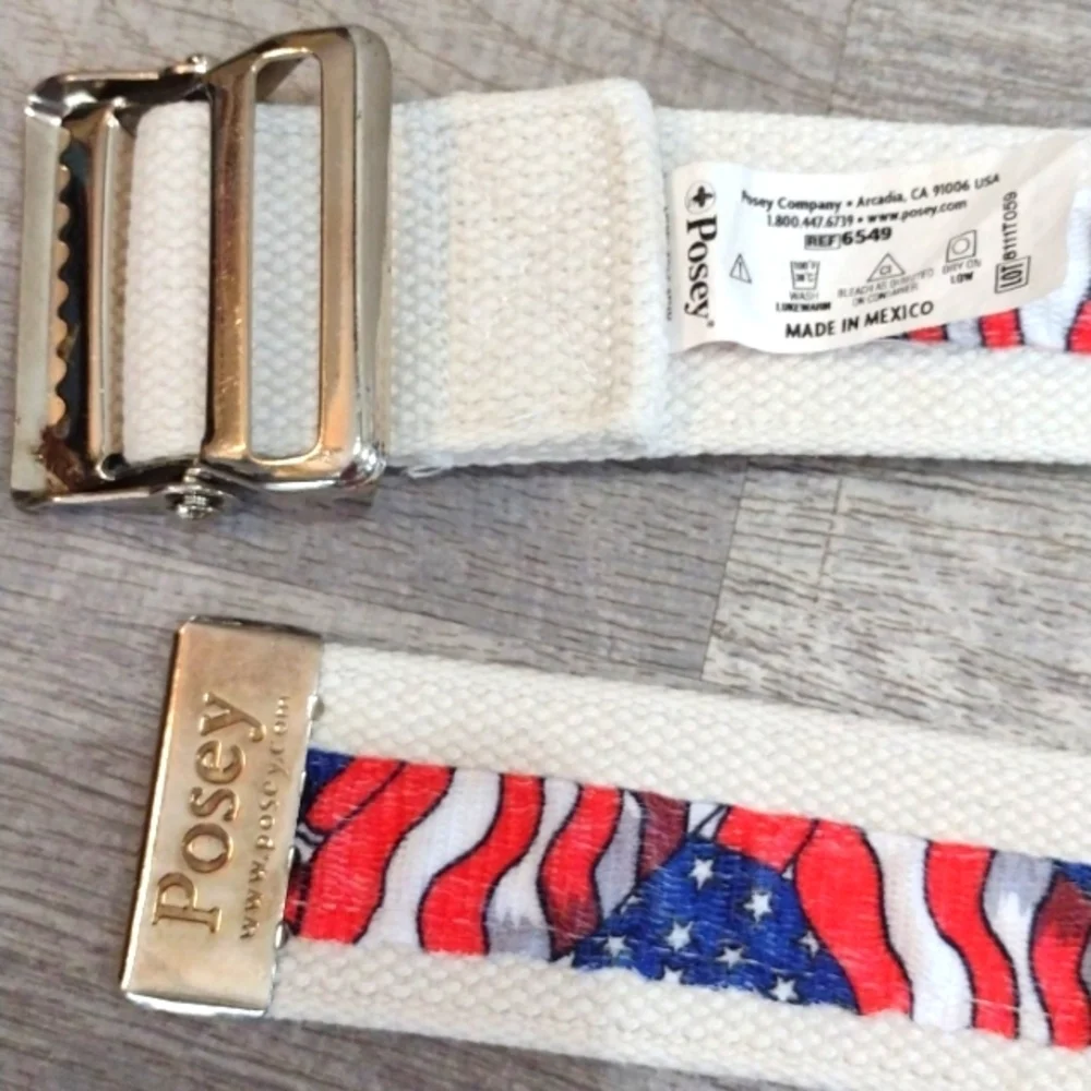 Posey American Flag Stars and Stripes Mens Gait Belt with Nickel Buckle